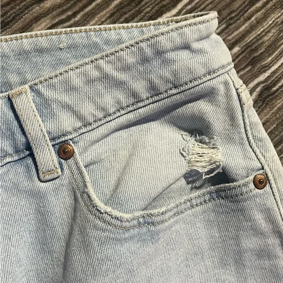 Loft Destructed Light Blue Curvy high waist ankle jeans - Picture 3 of 8